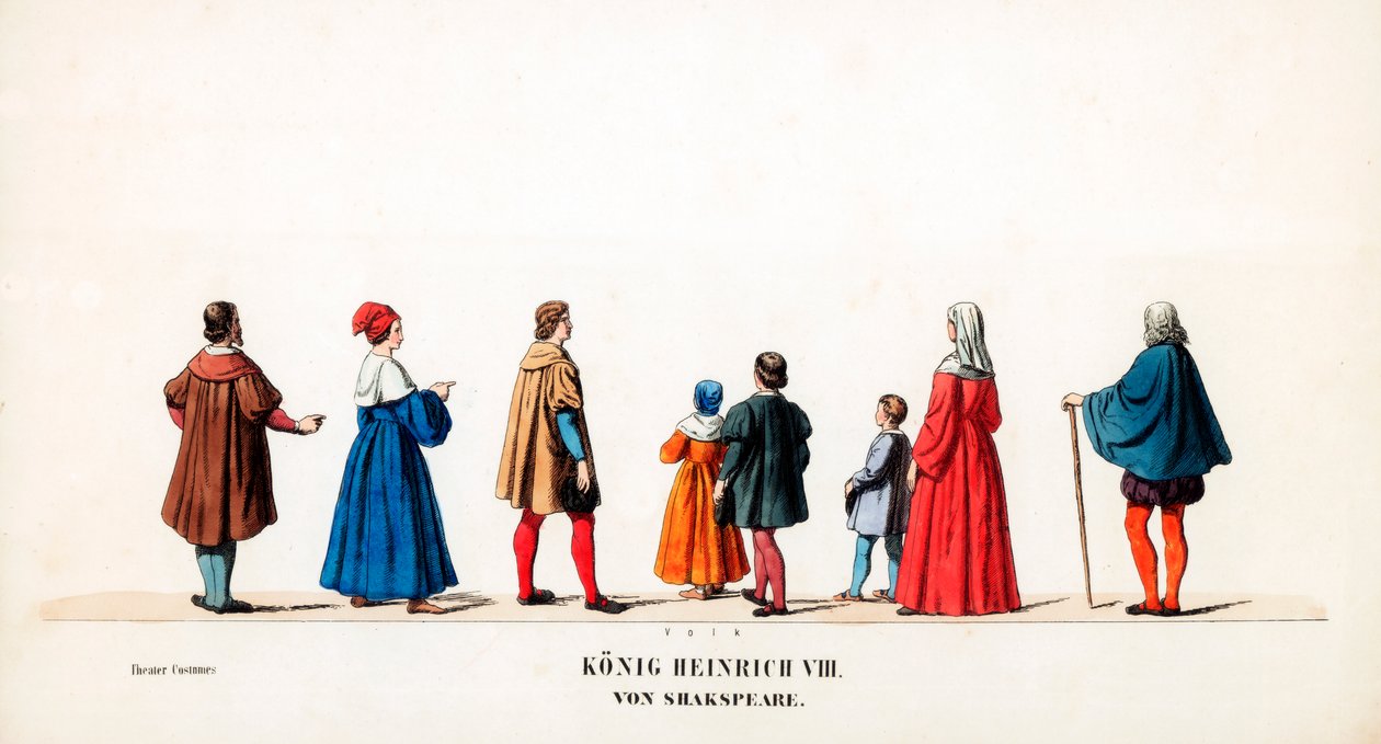 Figurinos de teatro para peça de Shakespeares, Henrique VIII, século XIX de Unbekannt