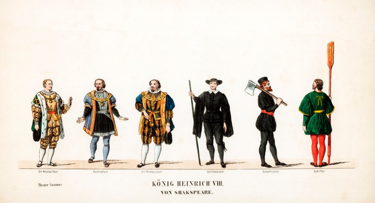 Figurinos de teatro para peça de Shakespeares, Henrique VIII, século XIX de Unbekannt