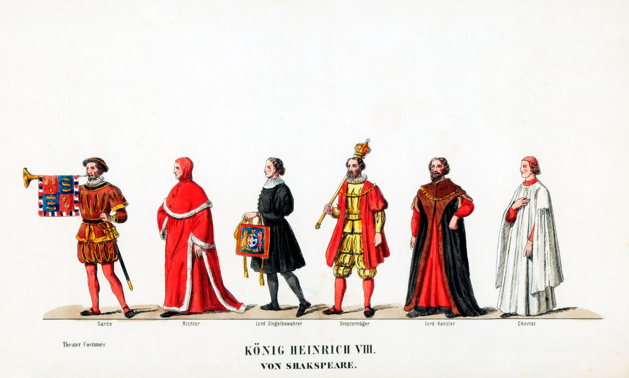 Figurinos de teatro para peça de Shakespeares, Henrique VIII, século XIX de Unbekannt