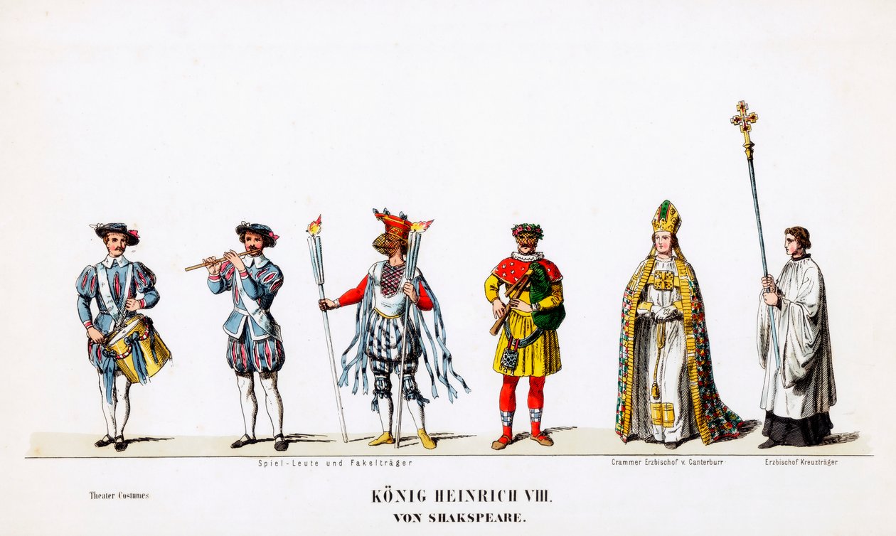 Figurinos de teatro para peça de Shakespeares, Henrique VIII, século XIX de Unbekannt