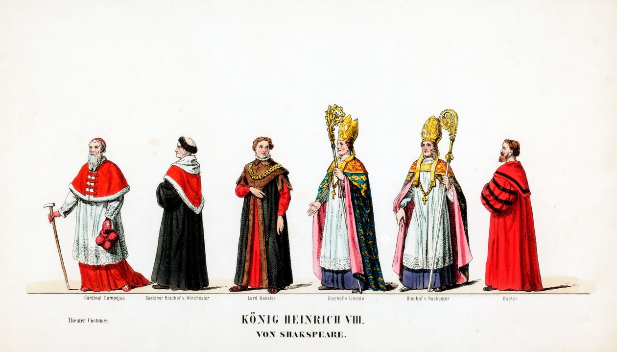 Figurinos de teatro para peça de Shakespeares, Henrique VIII, século XIX de Unbekannt