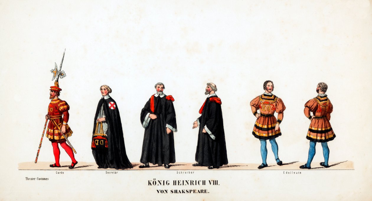 Figurinos de teatro para peça de Shakespeares, Henrique VIII, século XIX de Unbekannt