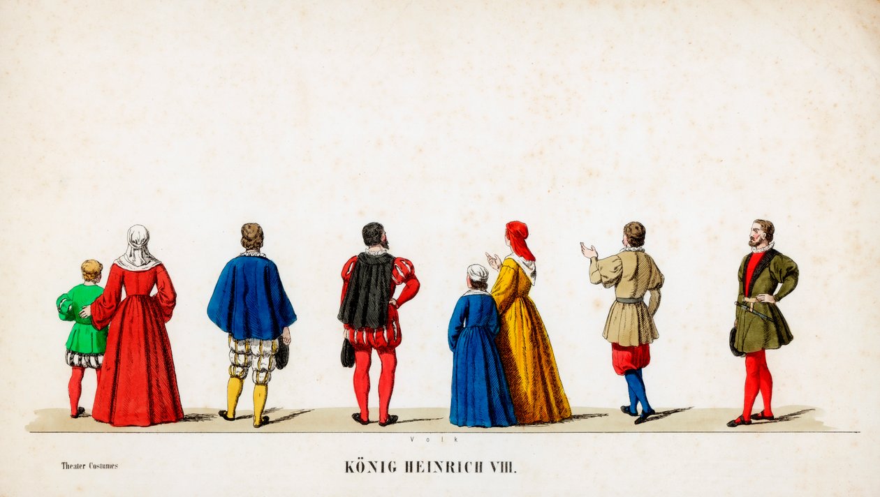 Figurinos de teatro para peça de Shakespeares, Henrique VIII, século XIX de Unbekannt