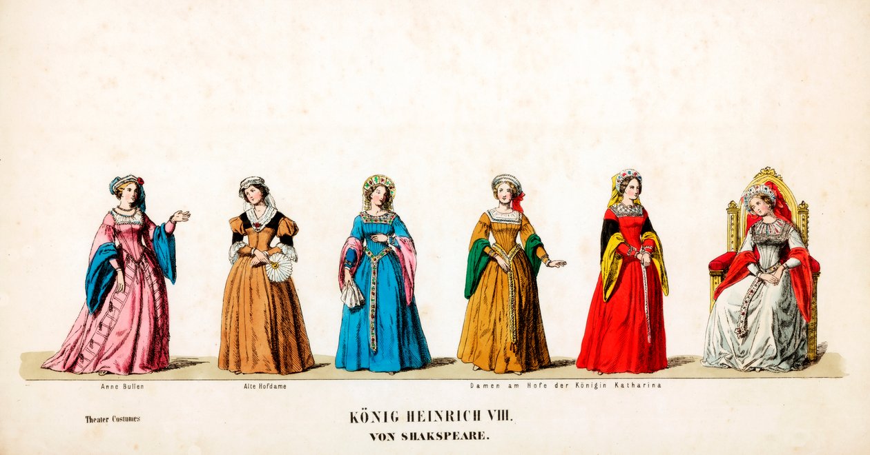 Figurinos de teatro para peça de Shakespeares, Henrique VIII, século XIX de Unbekannt