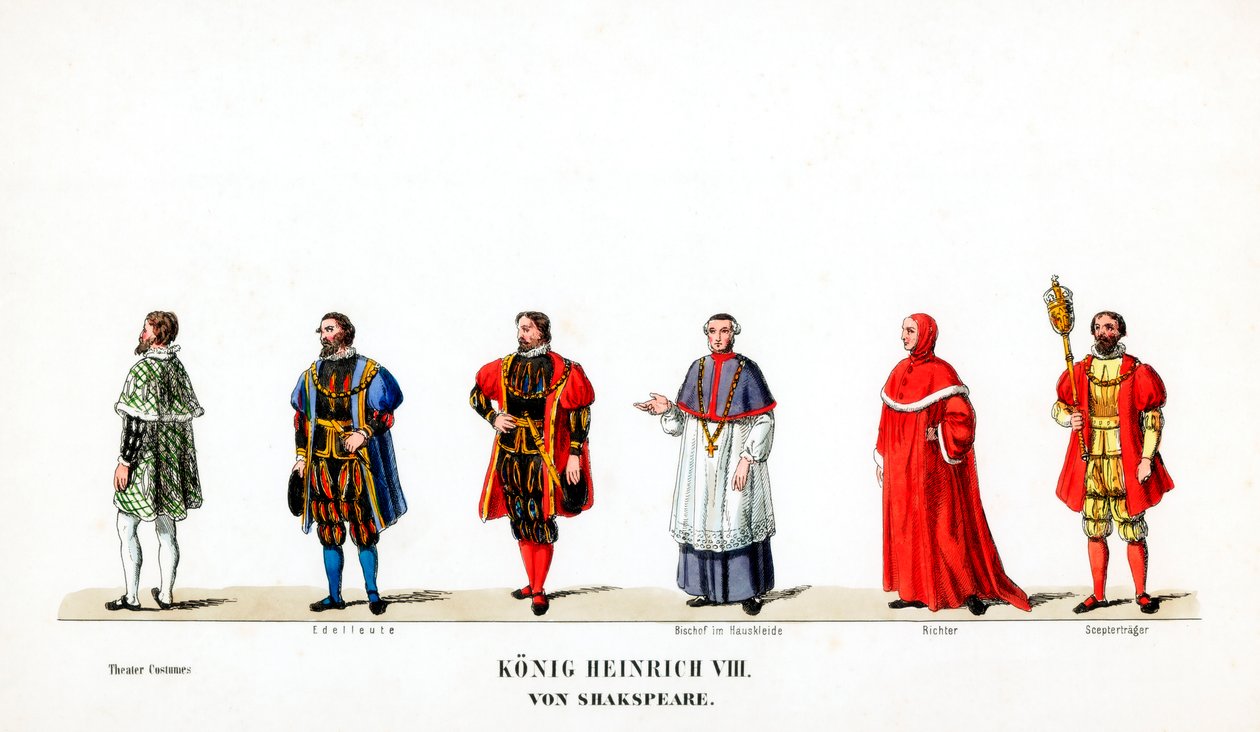 Figurinos de teatro para peça de Shakespeares, Henrique VIII, século XIX de Unbekannt