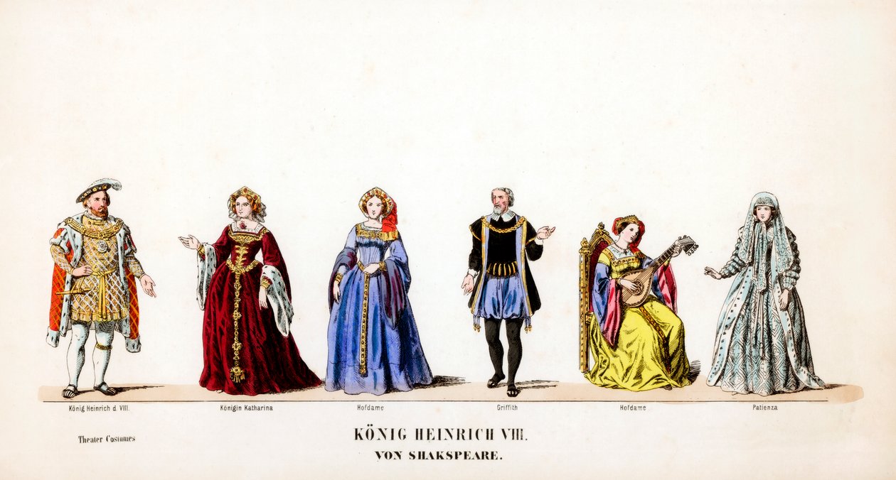 Figurinos de teatro para peça de Shakespeares, Henrique VIII, século XIX de Unbekannt