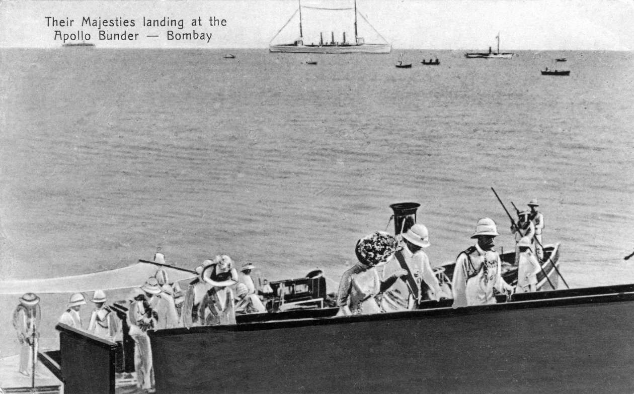 Suas Majestades pousando no Apollo Bunder, Bombaim, Índia, início do século XX de Unbekannt