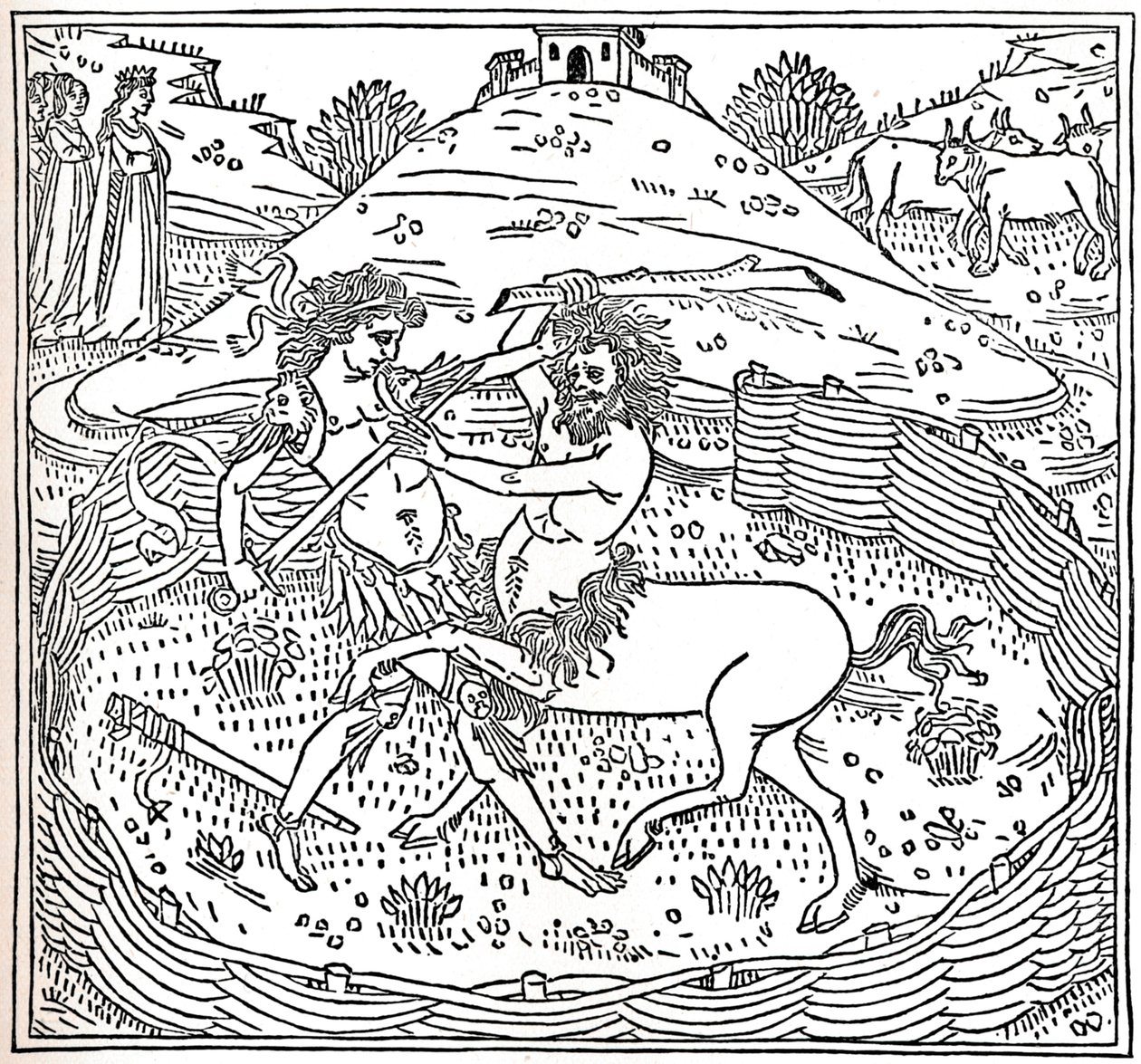 Teseu eo Centauro Plutarco: Vida Paralela, 1491, 1917 de Unbekannt
