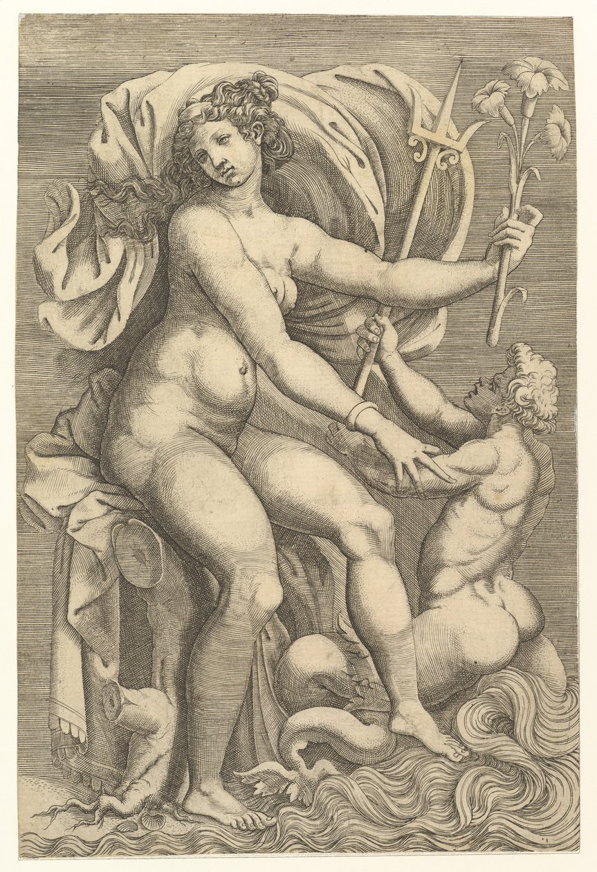 Thetis assentado com um Triton, século XVI. de Unbekannt
