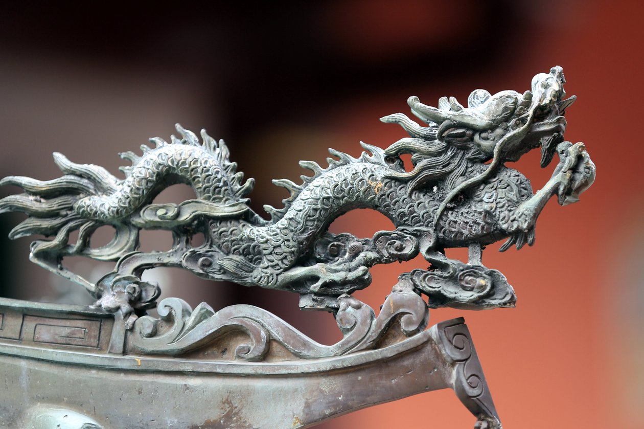 Templo Thian Hock Keng. O Dragão. Singapura de Unbekannt