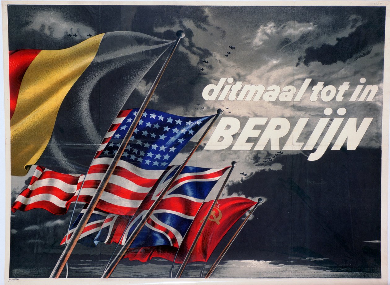 Desta vez até em Berlim, cartaz belga de propaganda pró-Aliados, 1944 de Unbekannt