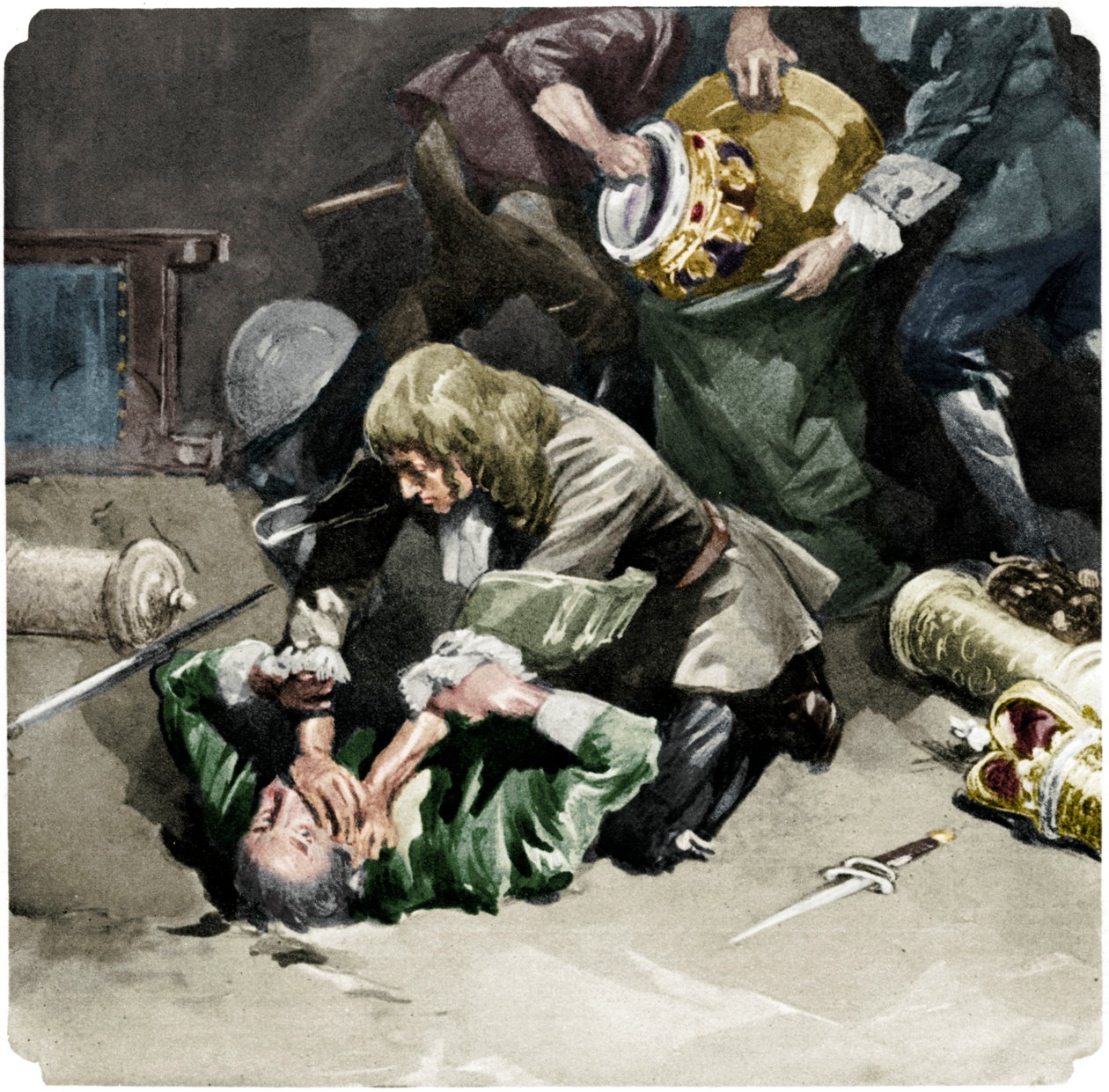 Thomas Blood tentando roubar as jóias da coroa da Torre de Londres em 1671, 1937 de Unbekannt