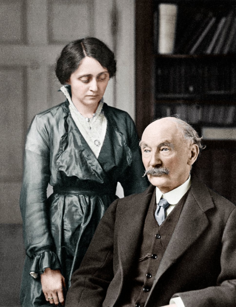 Thomas Hardy, poeta inglês, romancista e dramaturgo com sua segunda esposa, Florença, 1912-1928 de Unbekannt