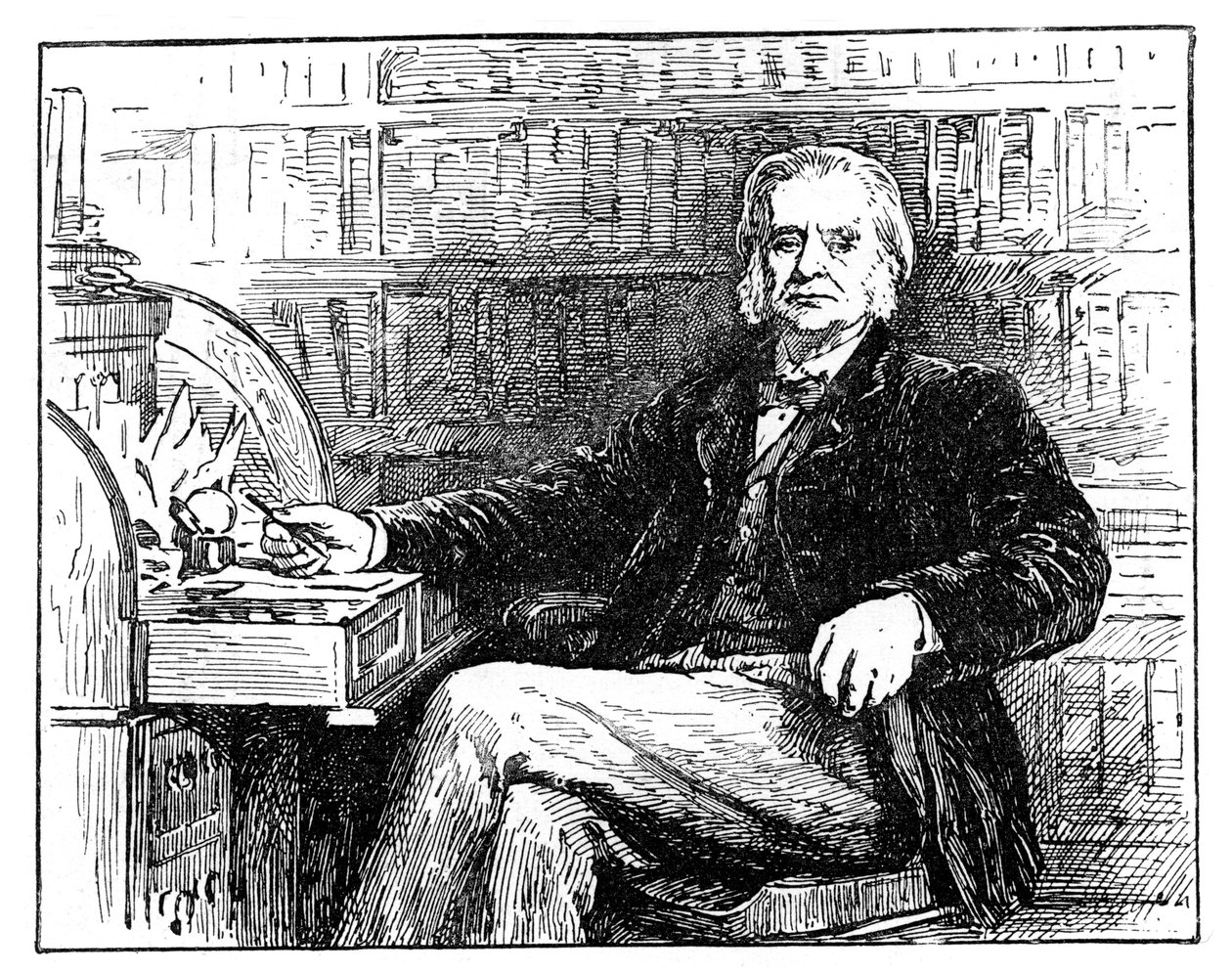 Thomas Henry Huxley, biólogo britânico, em sua mesa, c1880 de Unbekannt