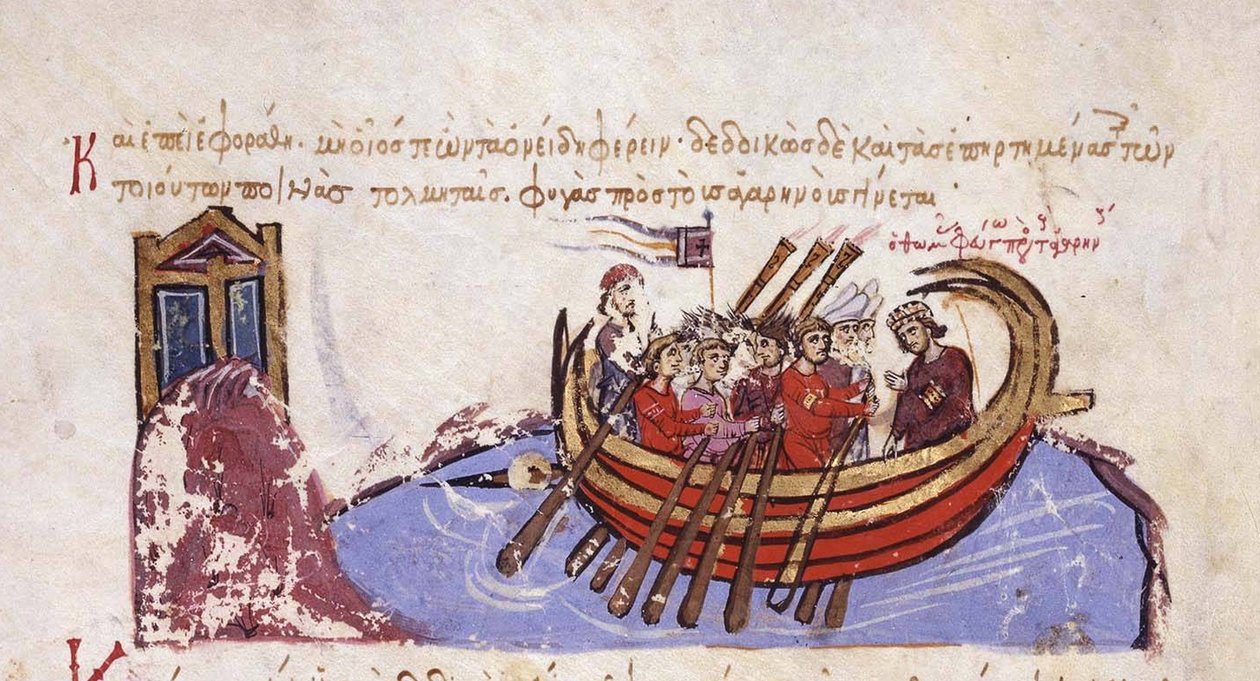 Thomas the Slav foge para a Miniatura dos Árabes das Skylitzes de Madri, séculos 11 a 12 de Unbekannt