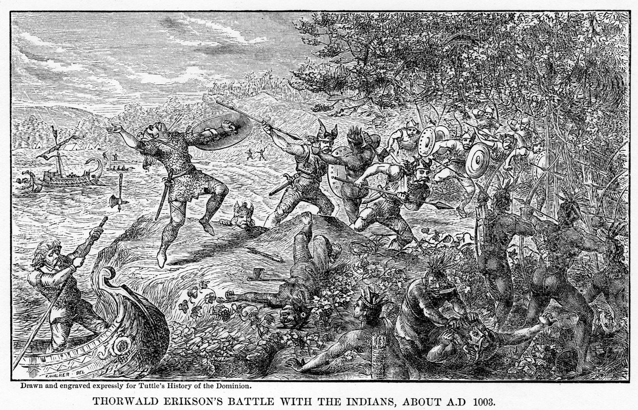 Thorwald Eriksons batalha com os índios, por volta de 1003 dC, 1877 de Unbekannt