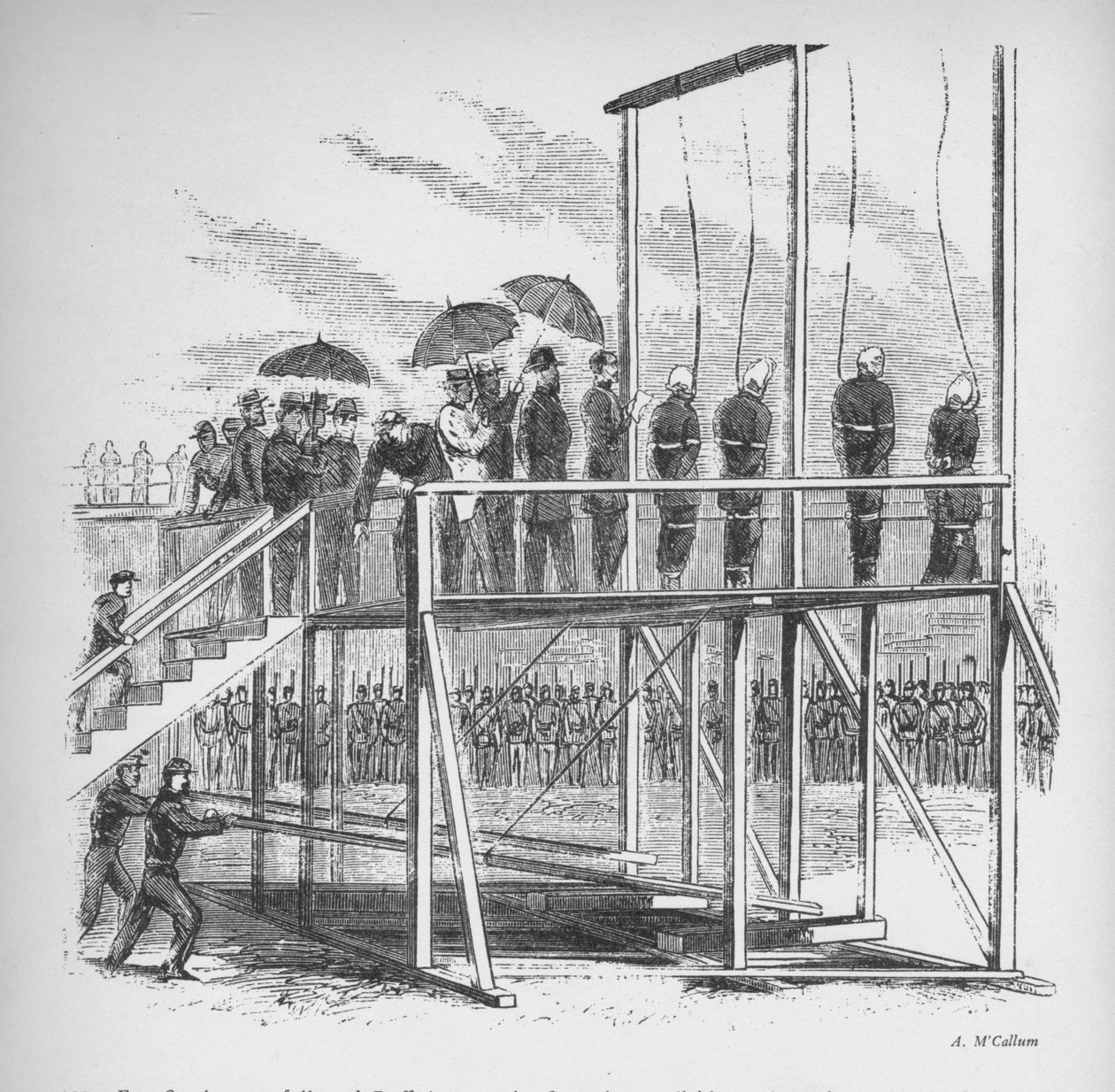 Três homens e uma mulher enforcados pelo assassinato de Lincoln, c1865, 1938 de Unbekannt