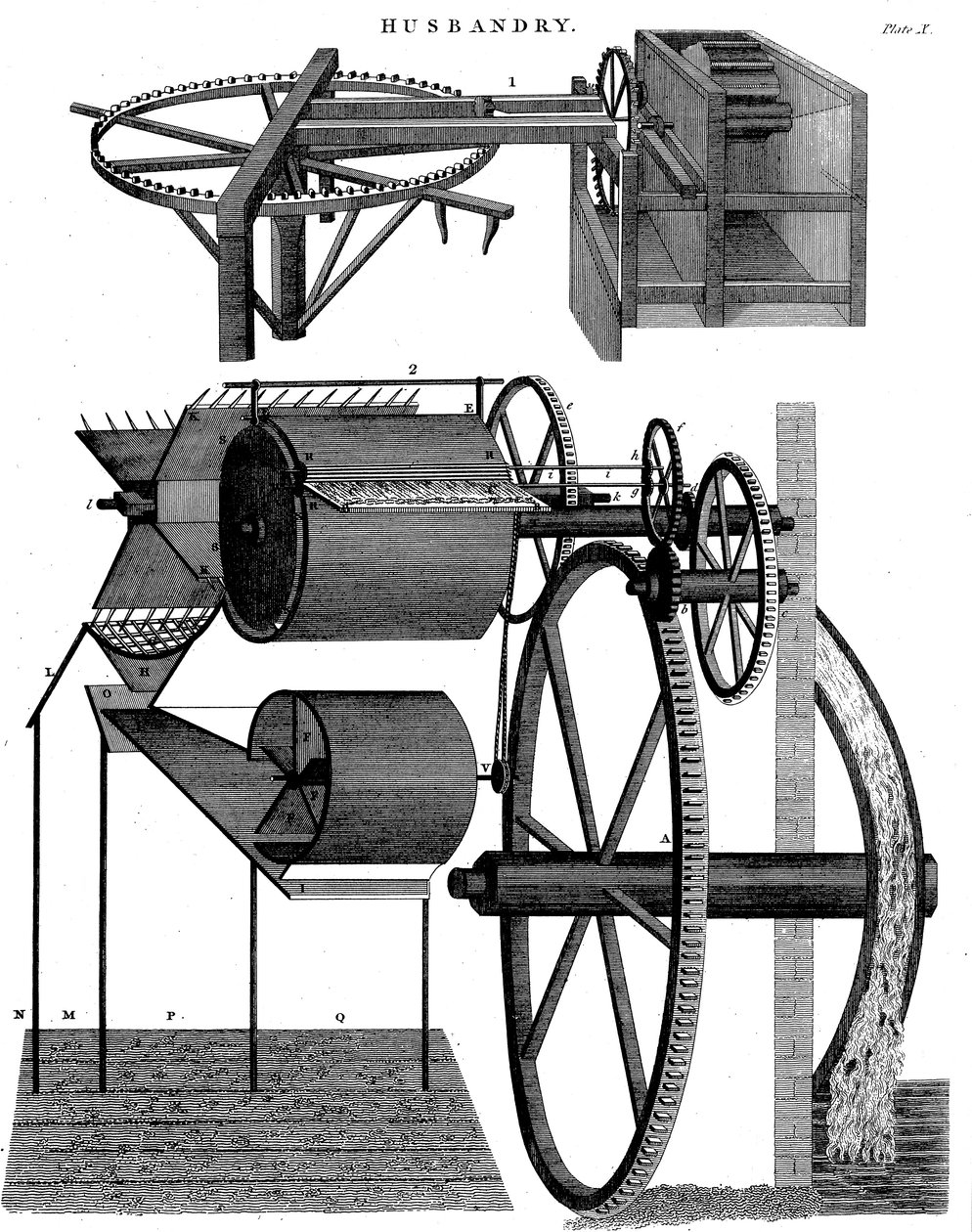 Máquina de debulhar por Andrew Meikle, inventor e millwright escocês, 1811 de Unbekannt