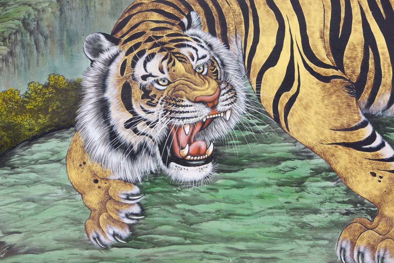 Pintura do Tigre no templo Bongeunsa, Seul, Coree du Sud de Unbekannt