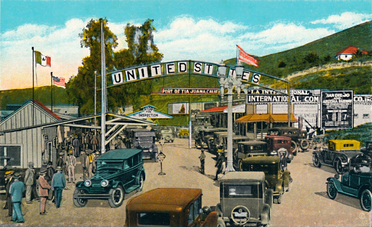 Tijuana, México - linha de fronteira internacional, c1939 de Unbekannt
