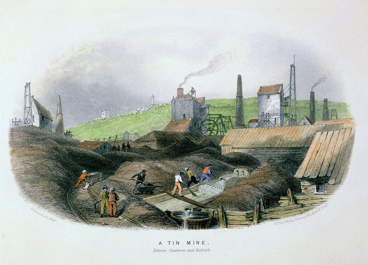 Mina de estanho entre Camborne e Redruth, Cornualha, c1860 de Unbekannt