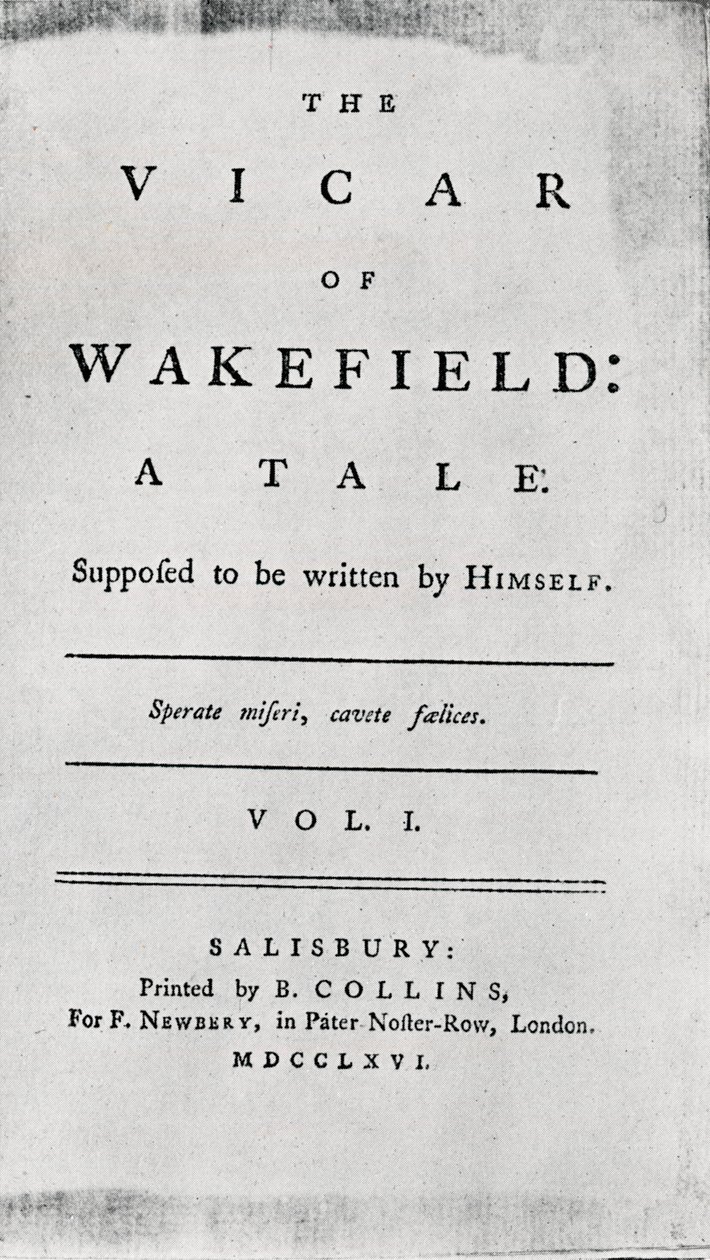 Página de título do Vigário de Wakefield, 1766 de Unbekannt