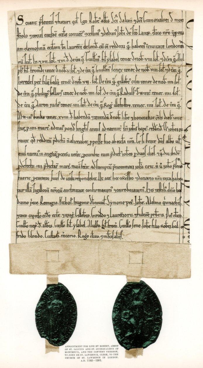 Título de propriedade para propriedades em torno do Guildhall, cidade de Londres, c1182-1201 1886 de Unbekannt