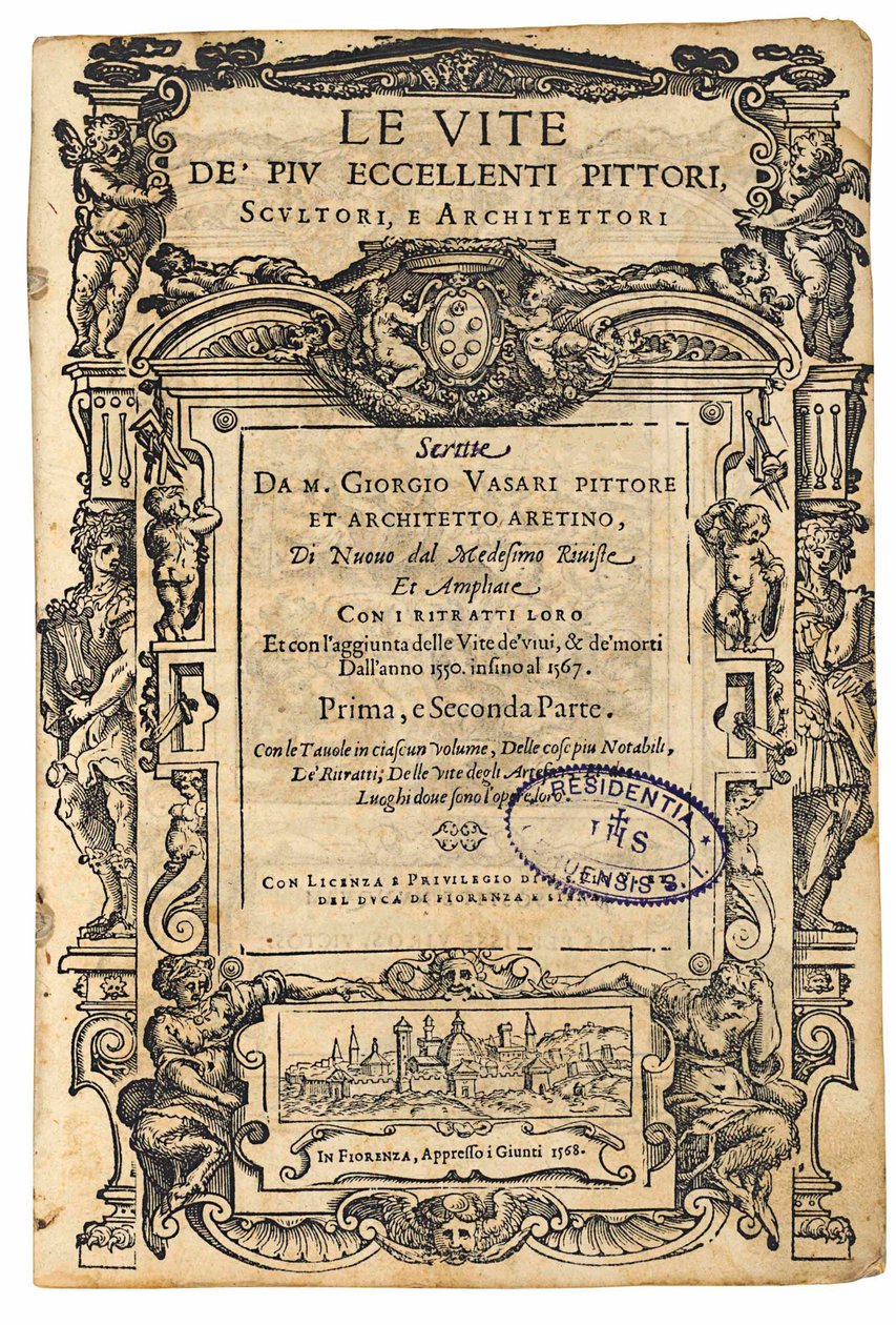 Página de rosto de: Giorgio Vasari, A Vida dos Mais Excelentes Pintores Italianos, Escultores, 1568. de Unbekannt