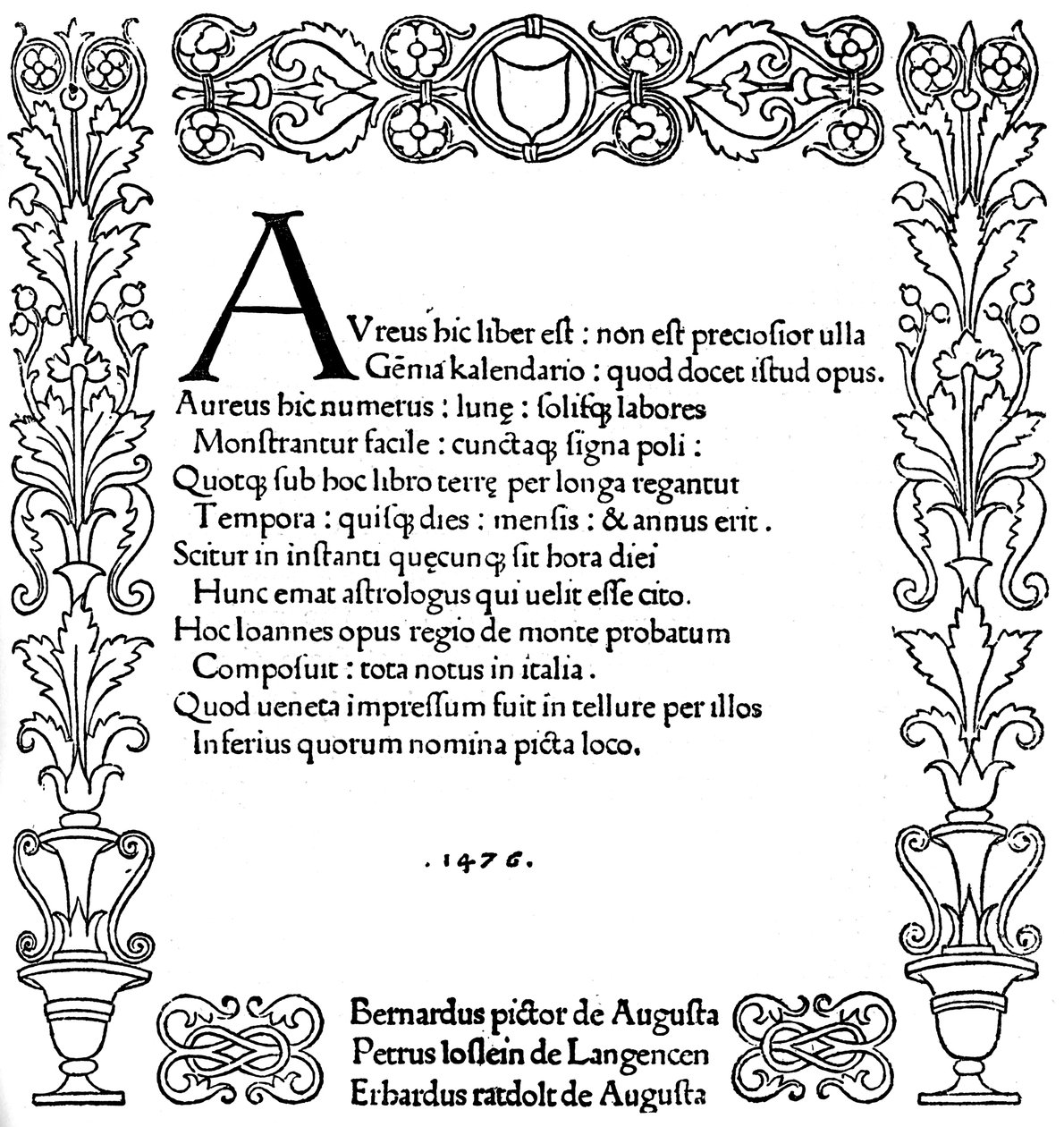 Página de rosto do Kalendarium por Regiomontanus, 1476, 1893 de Unbekannt