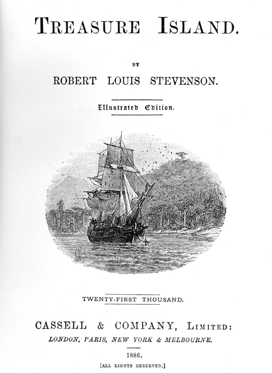 Página de rosto de Treasure Island, de Robert Louis Stevenson, 1886 de Unbekannt