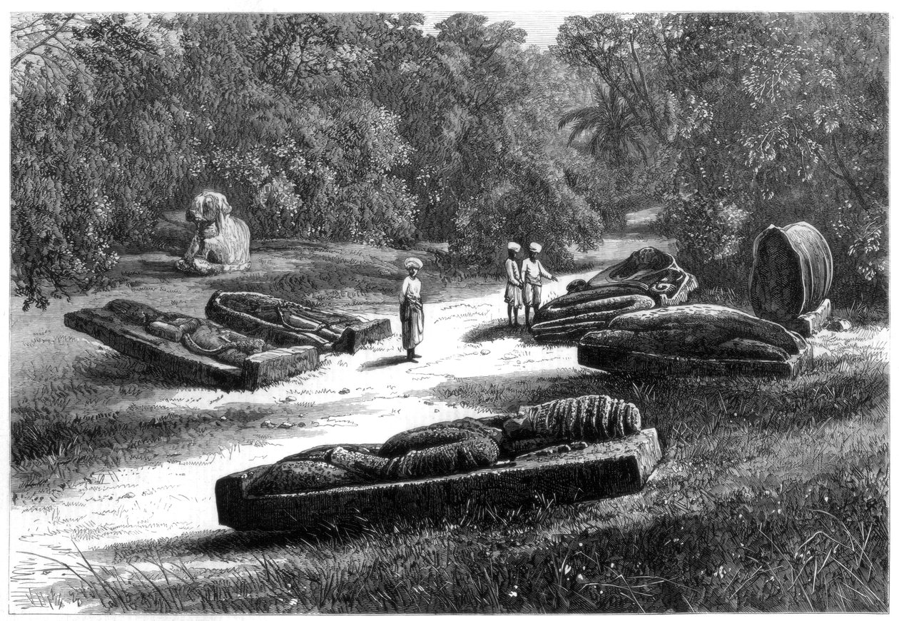 Túmulos dos Gond Rajahs, Chanda, Índia central, 1875 de Unbekannt