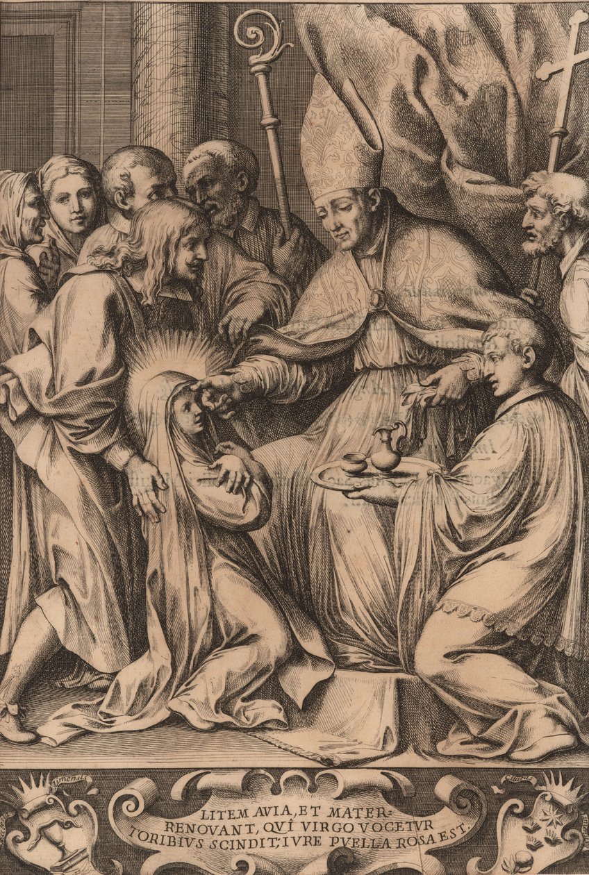 Toribio Alfonso Mogrovejo confirma Rosa de Lima, 1670. de Unbekannt