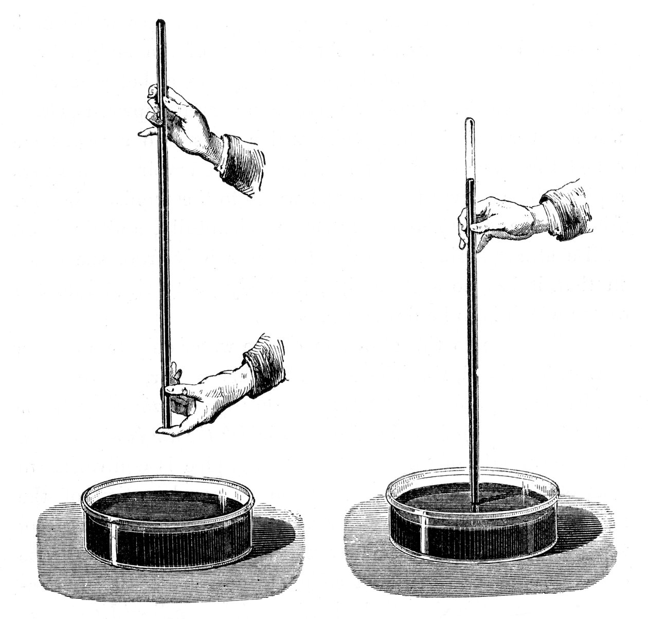 Demonstração de Torricellis do efeito da pressão atmosférica em uma coluna de líquido, 1643 1873 de Unbekannt