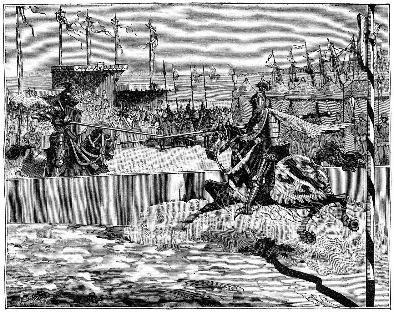 Torneio de coroação de Louis II dAnjou, perto de Calais, c1389 1882-1884 de Unbekannt