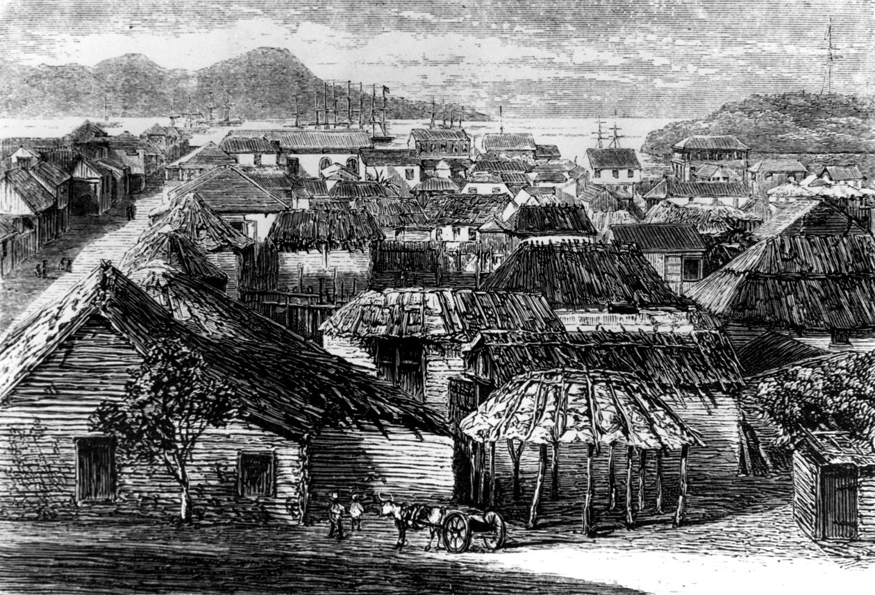 Cidade e baía de Puerto Plata, Santo Domingo, 1873 de Unbekannt