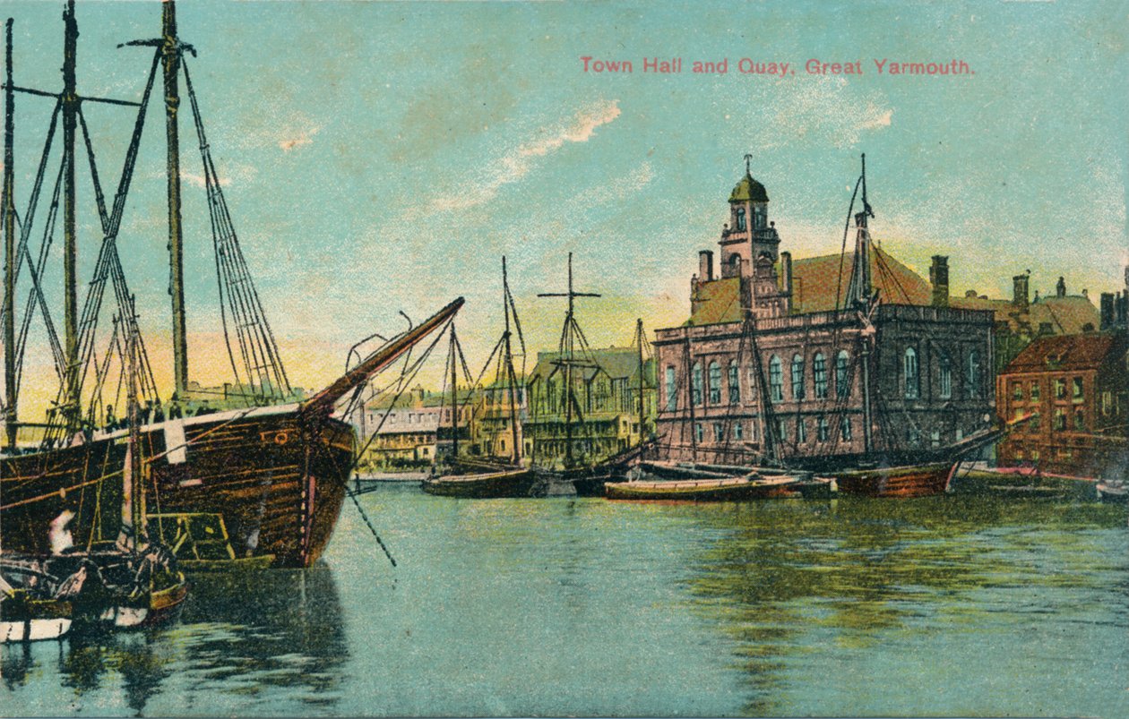 Câmara municipal e cais, Great Yarmouth, Norfolk, c1905 de Unbekannt