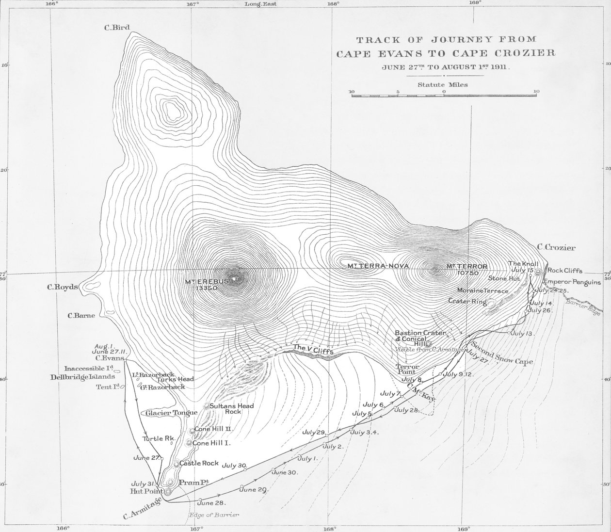 Trilha da viagem de Cape Evans a Cape Crozier - 27 de junho a 1º de agosto de 1911, 1913 de Unbekannt