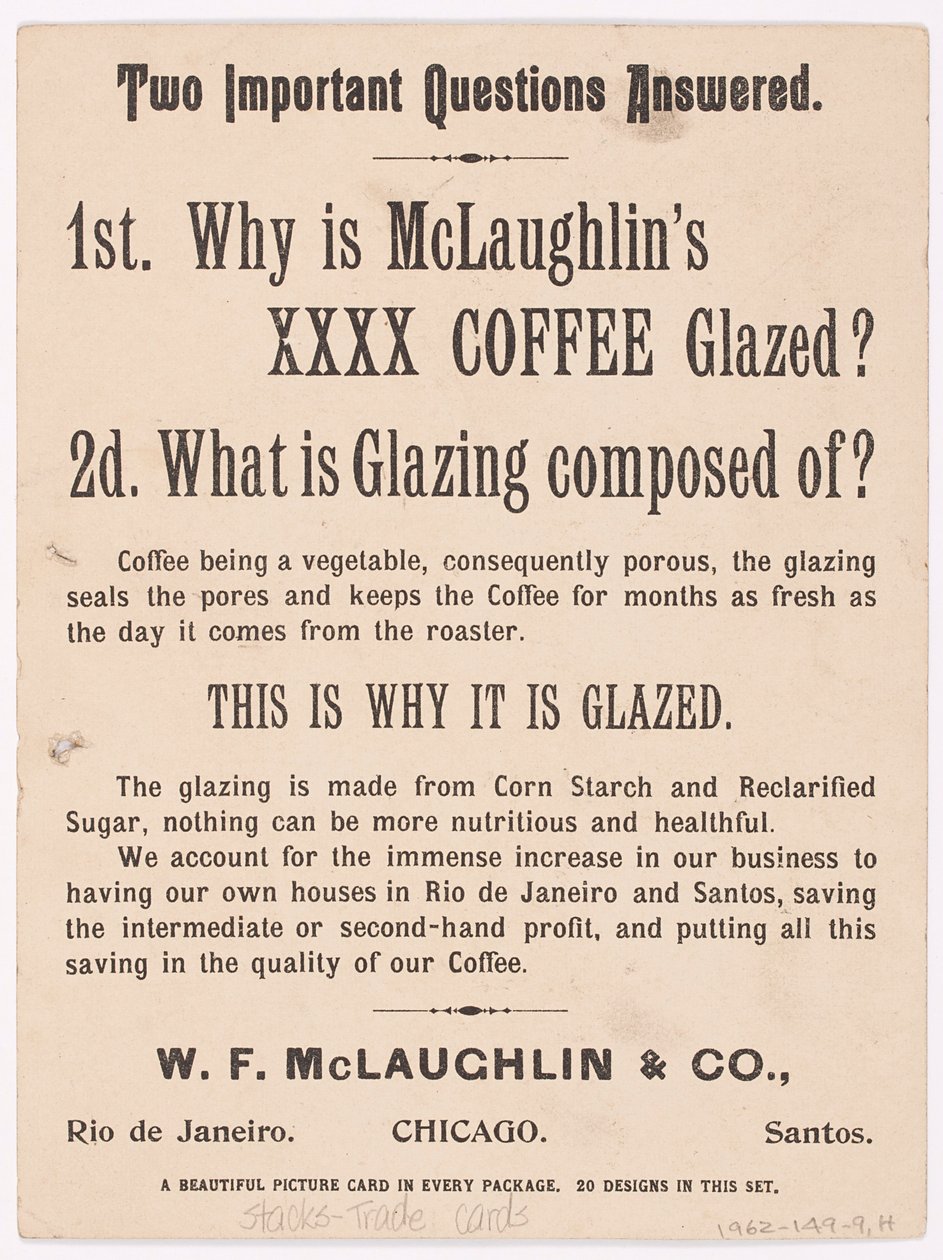  Trade Card, Anúncio do Café McLaughlin