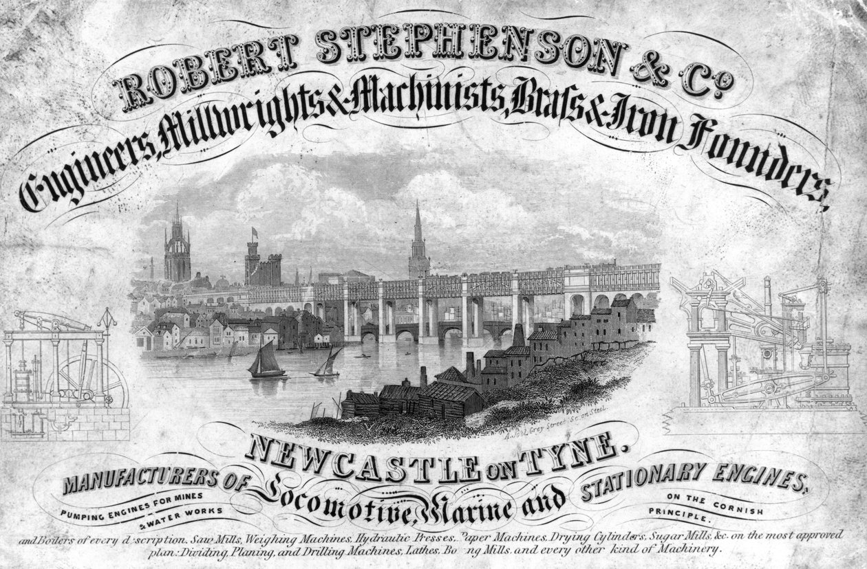 Trade Card de Robert Stephenson & Company, engenheiro inglês, c 1800s de Unbekannt