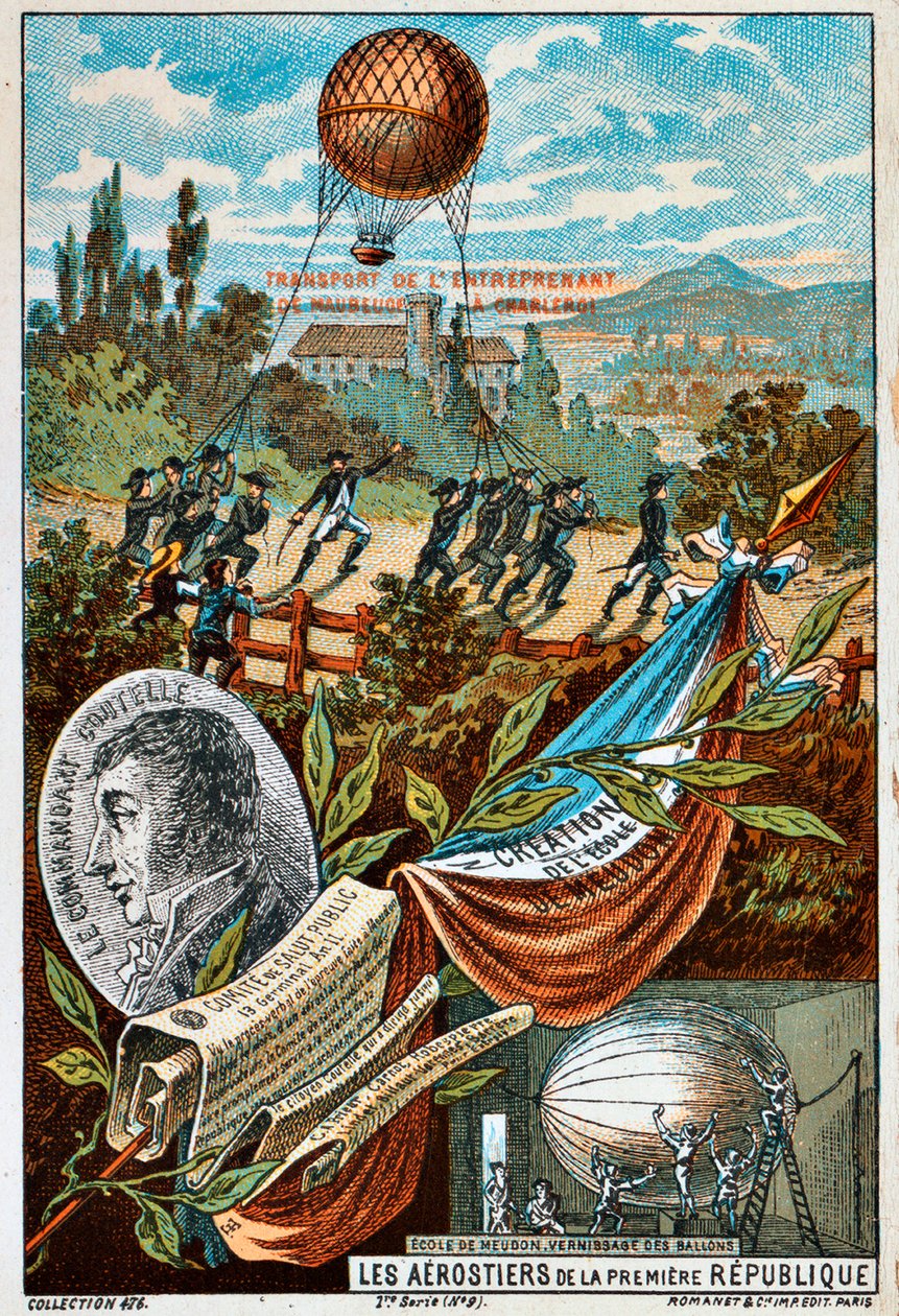 Transporte do empresário do balão de Mauberge a Charleroi, 1794, década de 1890. de Unbekannt
