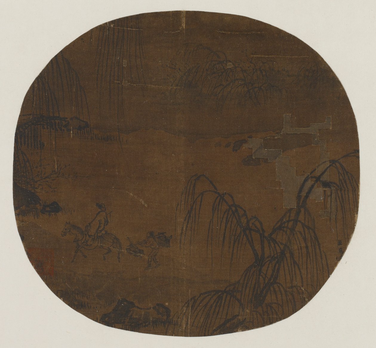 Viajantes sob salgueiros, dinastia Yuan ou Ming, 1279-1644. de Unbekannt