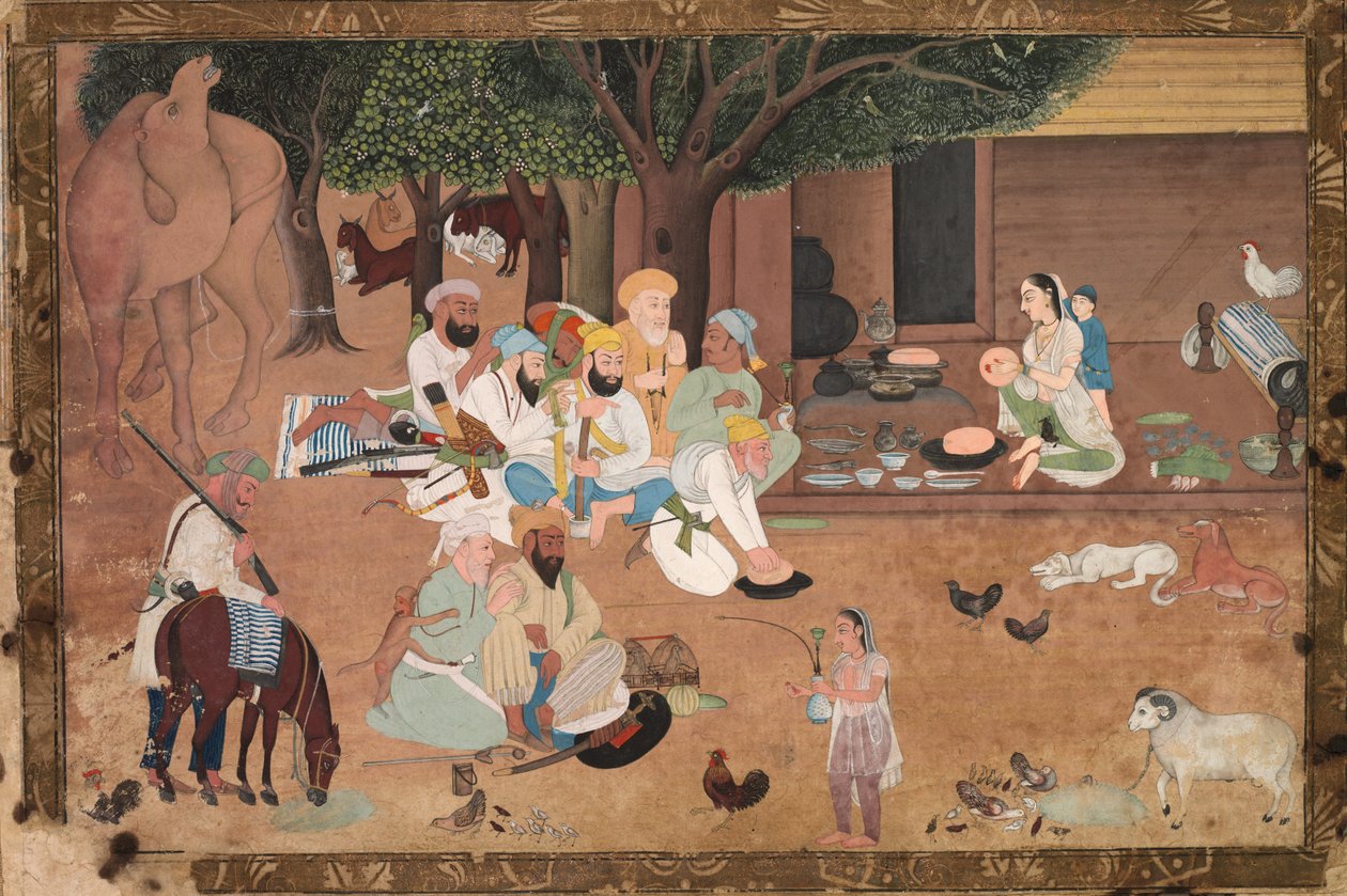 Guerreiros Viajantes Parando em uma Fazenda, c. 1800. de Unbekannt