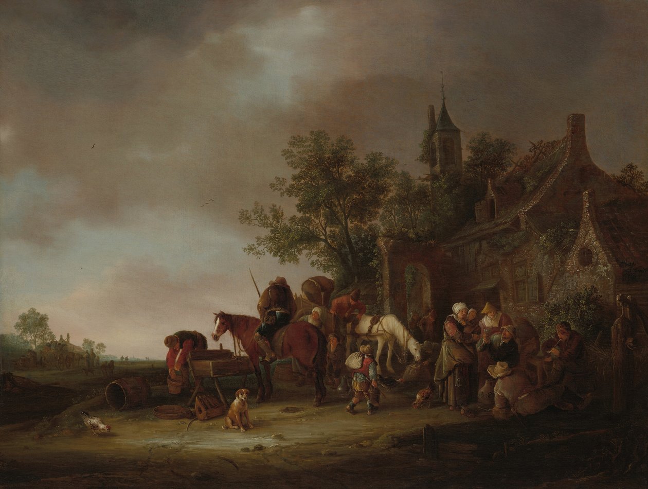 Viajantes parando em uma pousada, 1643. de Unbekannt