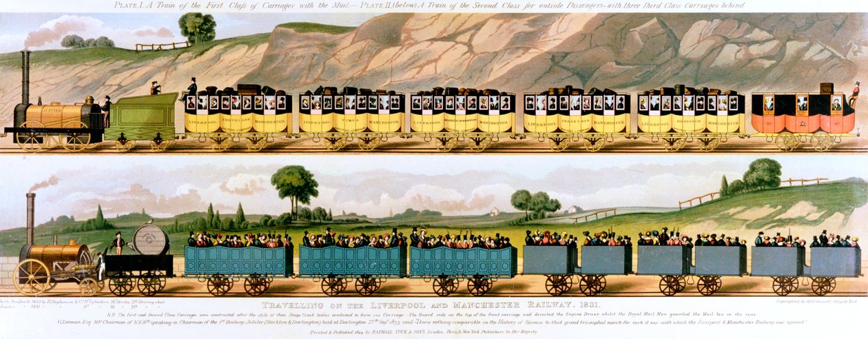 Viajando na ferrovia Liverpool e Manchester, 1831 de Unbekannt
