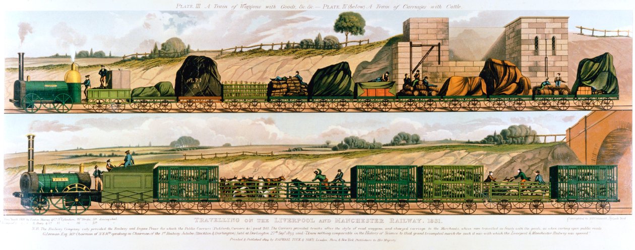 Viajando na ferrovia Liverpool e Manchester, 1831 de Unbekannt