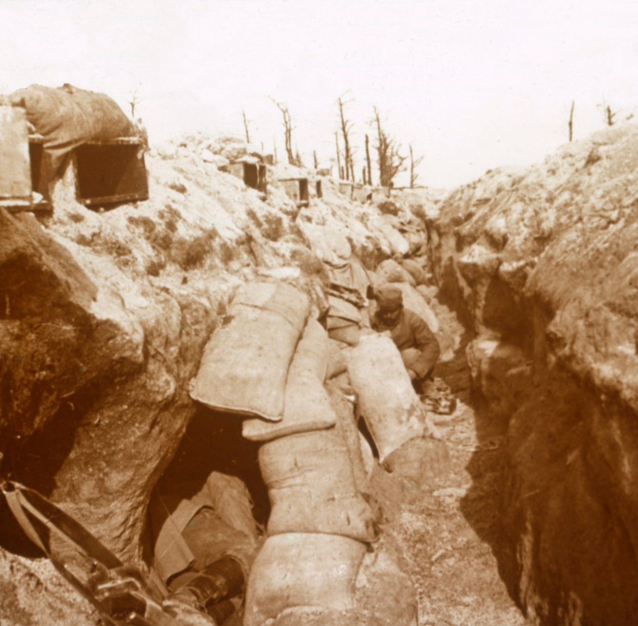 Trincheiras em Champagne, norte da França, c1914-c1918 de Unbekannt