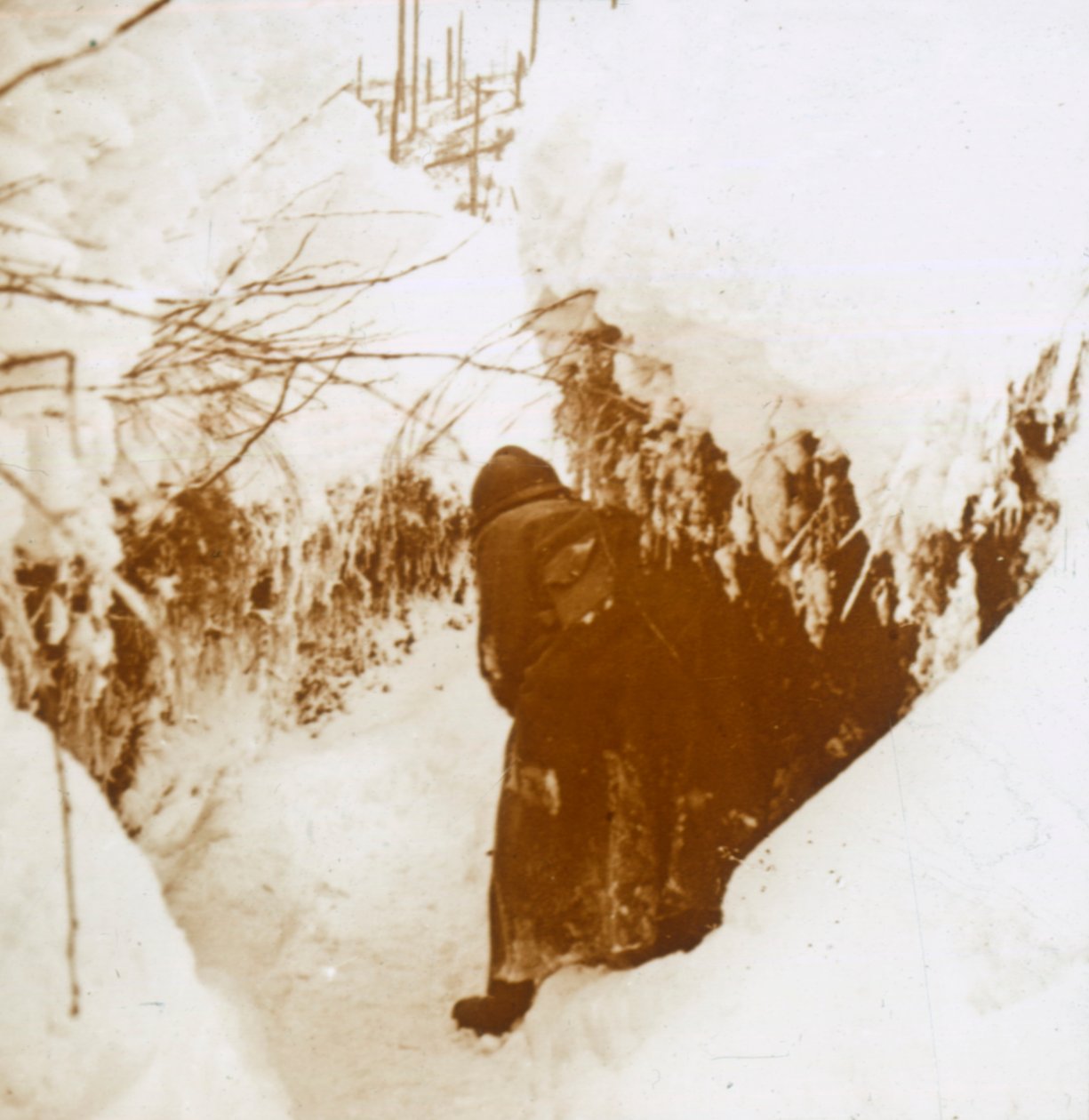 Trincheiras na neve, Alsácia, leste da França, c1914-c1918 de Unbekannt