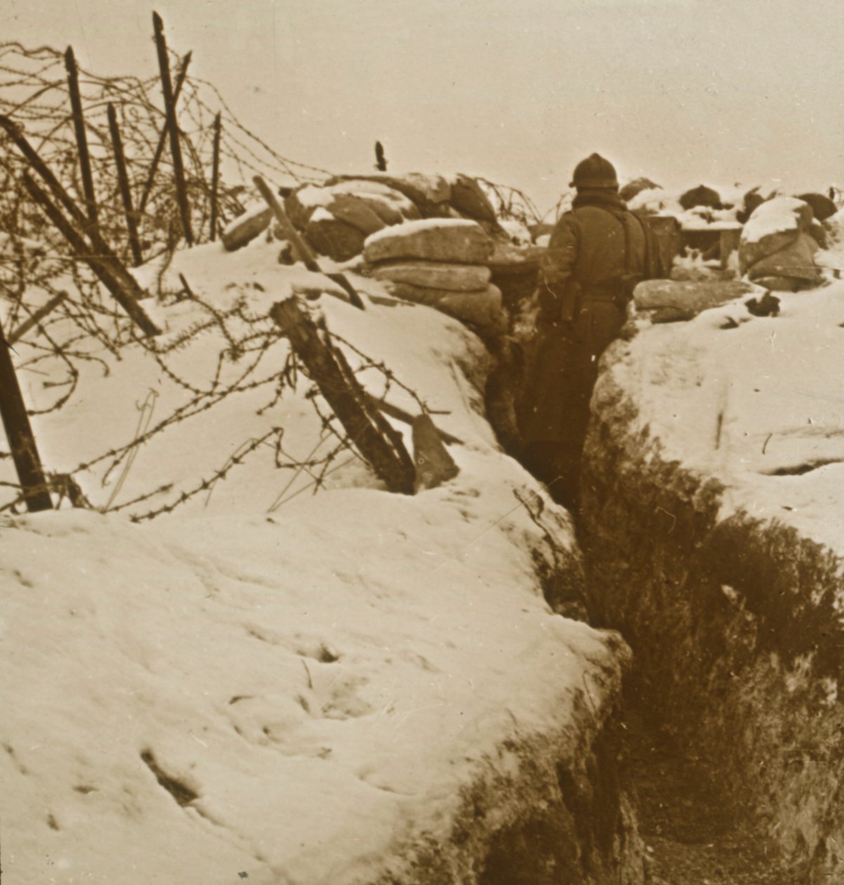 Trincheiras na neve, Alsácia, leste da França, c1914-c1918 de Unbekannt