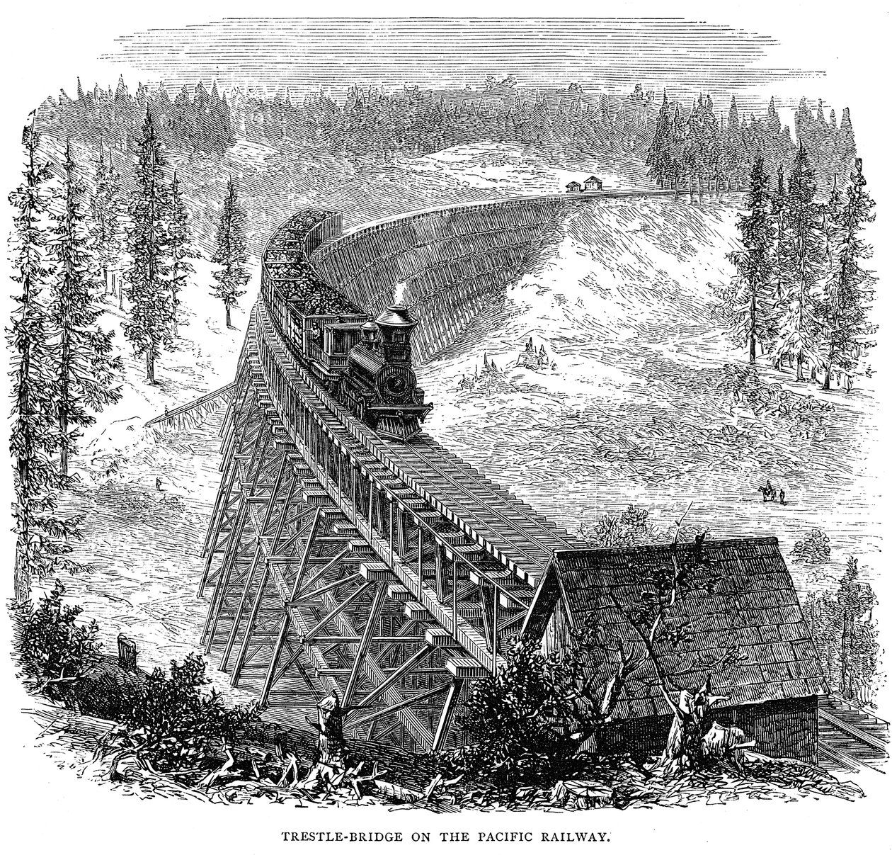 Ponte de cavalete na ferrovia Union Pacific, EUA, 1876 de Unbekannt