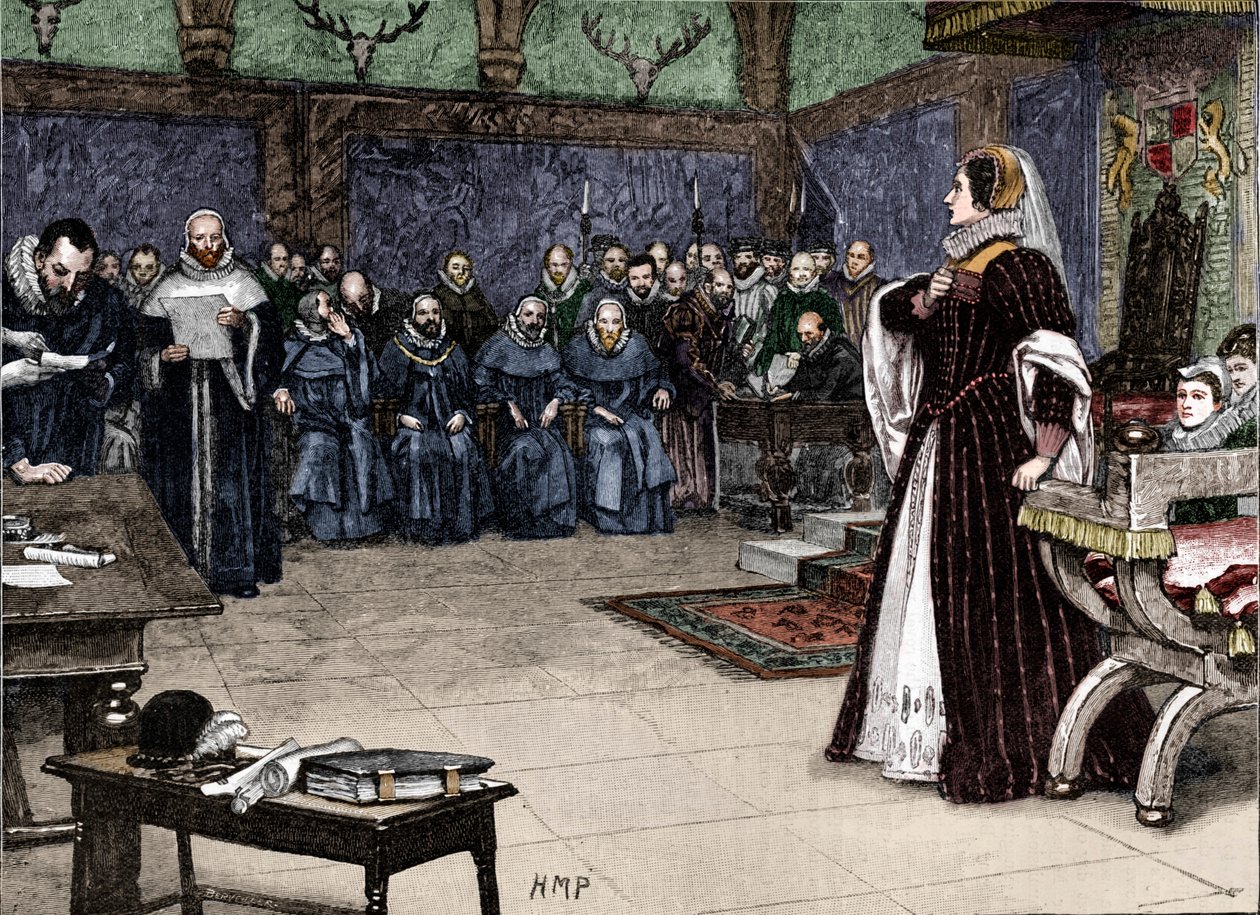 Julgamento de Maria Rainha dos Escoceses no Castelo Fotheringhay, 1586 1905 de Unbekannt